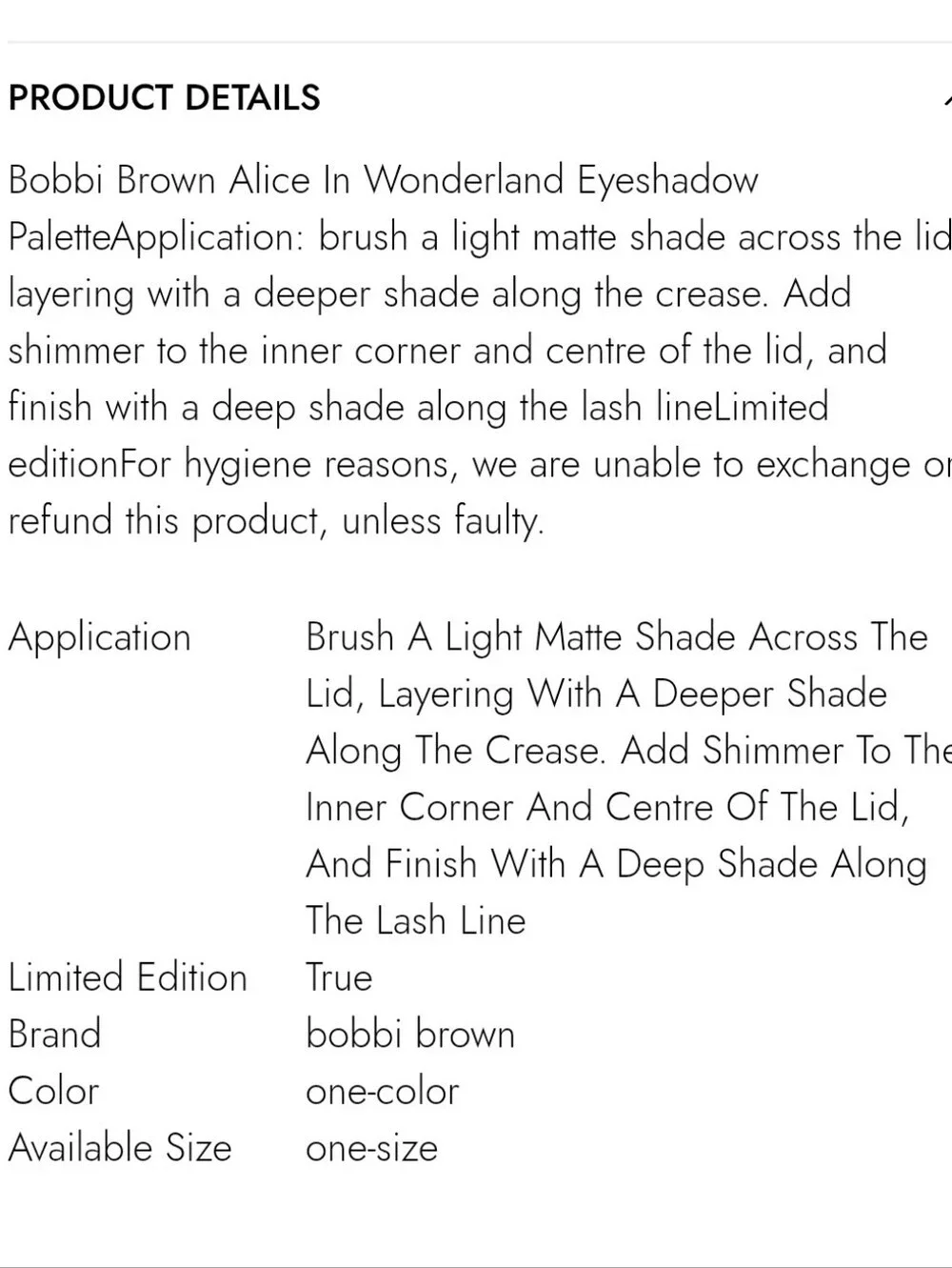 Bobbi Brown Disney Alice In Wonderland Collection Eyeshadow Palette
